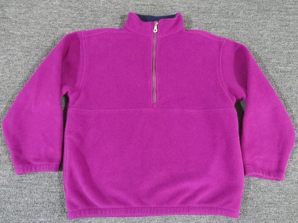 Lands' End Sweater Womens L Purple Mock Neck 1/4 Zip Fleece Pullover Warm